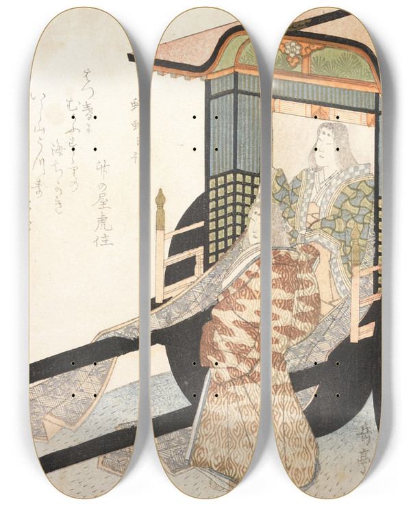 Triptych art skateboard deck of Yashima Gakutei Untitled by Yashima Gakutei (1786-1868)