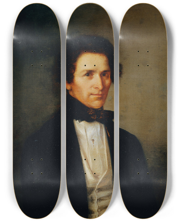 Triptych art skateboard deck of Franz Eybl Herrenportrt by Franz Eybl (1806-1880)