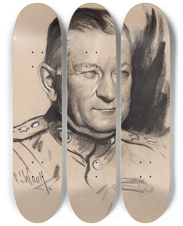 Triptych art skateboard deck of Samuel Johnson Woolf Wendell Cushing Neville by Samuel Johnson Woolf (1880-1948)