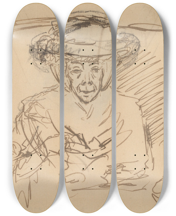 Triptych art skateboard deck of Benjamin West Countess Of Huntingdon by Benjamin West (1738-1820)