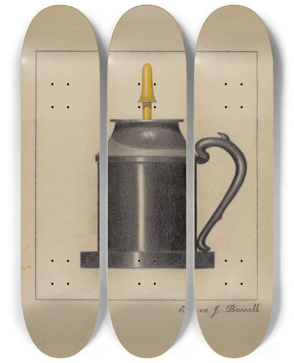 Triptych art skateboard deck of Eugene Barrell Lamp_4 by Eugene Barrell
