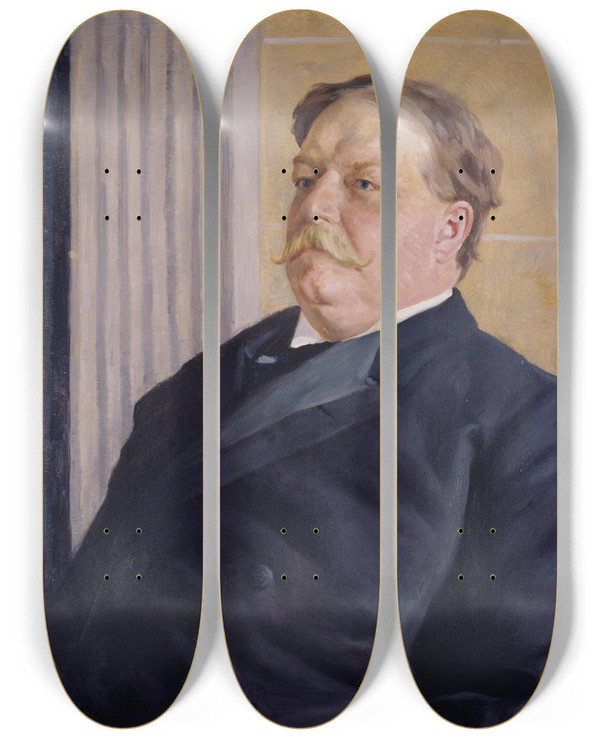 Triptych art skateboard deck of William Valentine Schevill William Howard Taft by William Valentine Schevill (1864-1951)