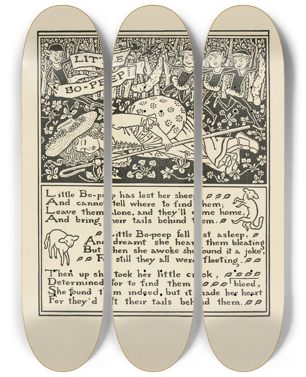 Triptych art skateboard deck of Winifred Smith Little Bopeep by Winifred Smith (19-)
