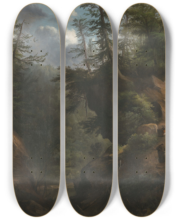 Triptych art skateboard deck of Robert S Duncanson The Caves by Robert S Duncanson (1821-1872)