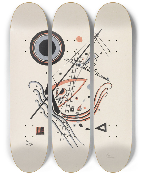 Triptych art skateboard deck of Wassily Kandinsky Lithographie Blau by Wassily Kandinsky (1866-1944)