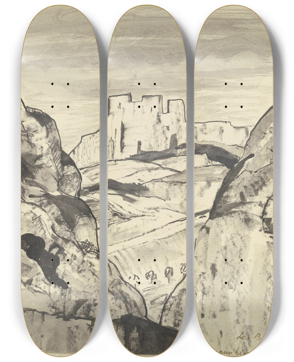 Triptych art skateboard deck of Hermann Lismann Les Bause by Hermann Lismann (1878-1943)
