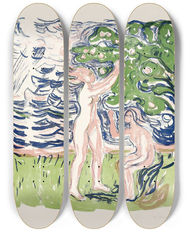 Triptych art skateboard deck of Edvard Munch Neutralia by Edvard Munch (1863-1944)