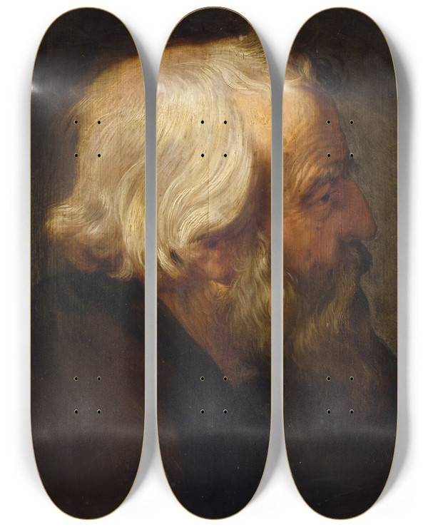 Triptych art skateboard deck of Peter Paul Rubens The Apostle Peter by Peter Paul Rubens (1577-1640)