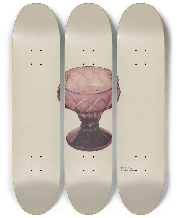 Triptych art skateboard deck of Beverly Chichester Salt Cup by Beverly Chichester (20-)