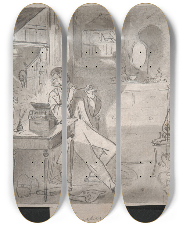 Triptych art skateboard deck of Adelaide Claxton Sentiment by Adelaide Claxton (1841-1927)