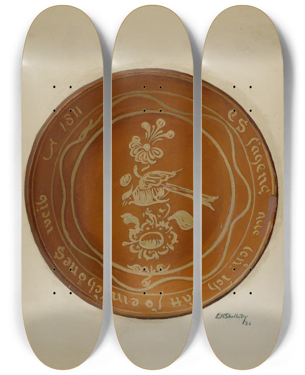 Triptych art skateboard deck of Eugene Shellady Pa German Dish_1 by Eugene Shellady