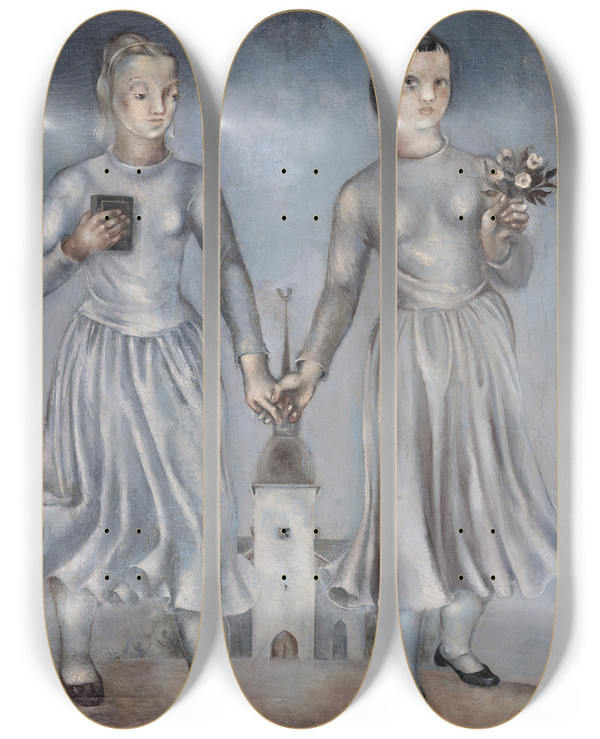 Triptych art skateboard deck of Karin Luts Leerilapsed by Karin Luts (1904-1993)