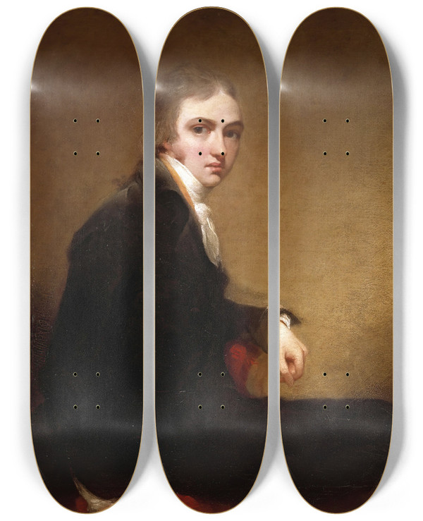 Triptych art skateboard deck of Sir Thomas Lawrence Selfportrait by Sir Thomas Lawrence (1769-1830)