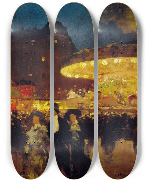 Triptych art skateboard deck of Luigi Loir Le Mange by Loir Luigi (1845-1916)