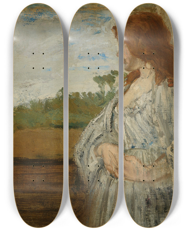 Triptych art skateboard deck of James Abbott Mcneill Whistler A White Note by James Abbott Mcneill Whistler (1834-1903)