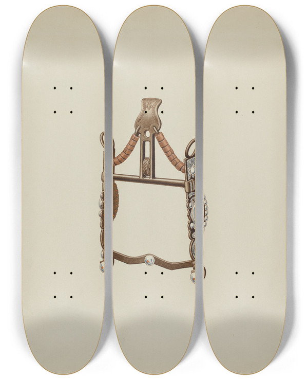 Triptych art skateboard deck of Frank C Barks Eagle Bit by Frank C Barks