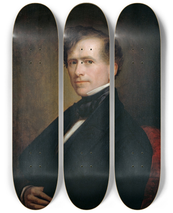 Triptych art skateboard deck of George Peter Alexander Healy Franklin Pierce_2 by George Peter Alexander Healy (1813-1894)