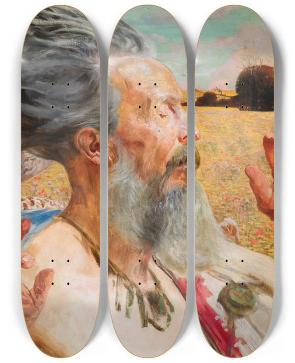 Triptych art skateboard deck of Jacek Malczewski Derwid by Jacek Malczewski (1854-1929)
