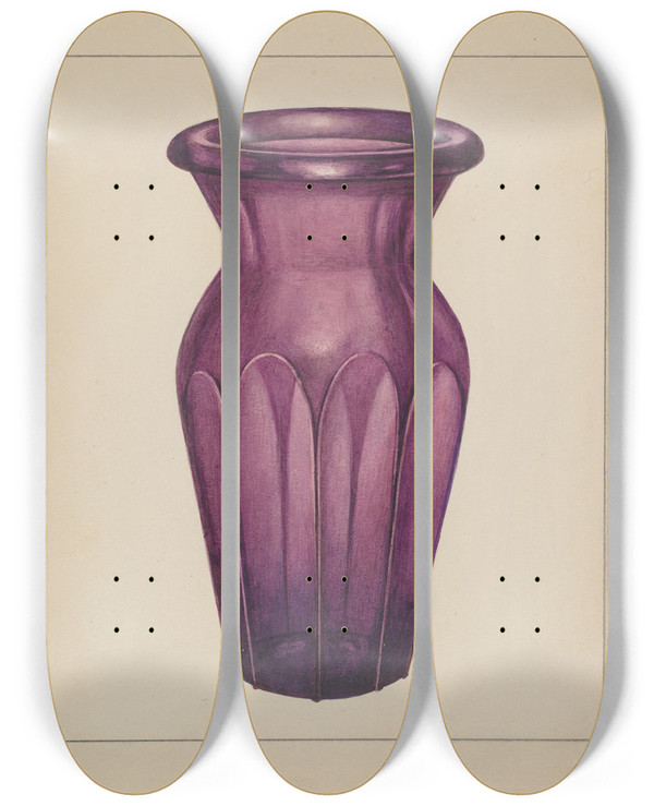 Triptych art skateboard deck of Isidore Steinberg Vase_3 by Isidore Steinberg (20-)