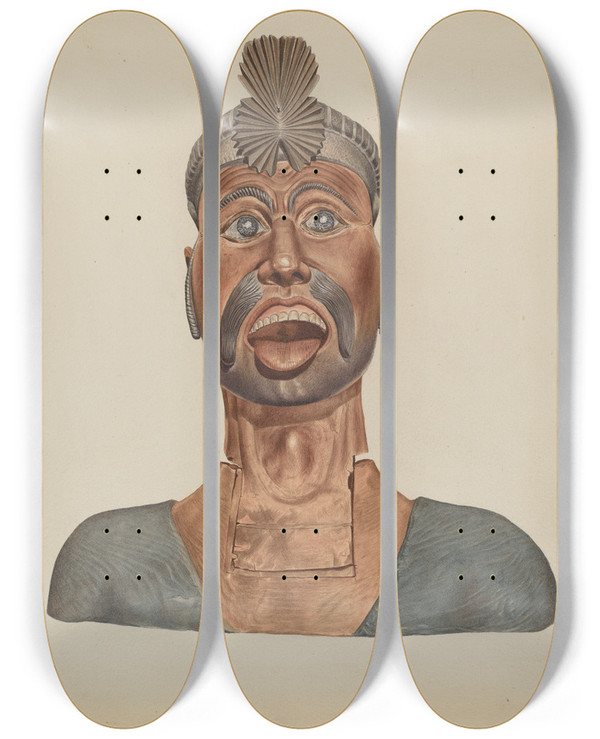 Triptych art skateboard deck of Henry Murphy Figurehead Turks Head by Henry Murphy