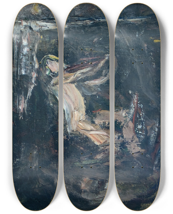 Triptych art skateboard deck of Ernst Josephson Sketch For The Water Sprite_1 by Ernst Josephson (1851-1906)