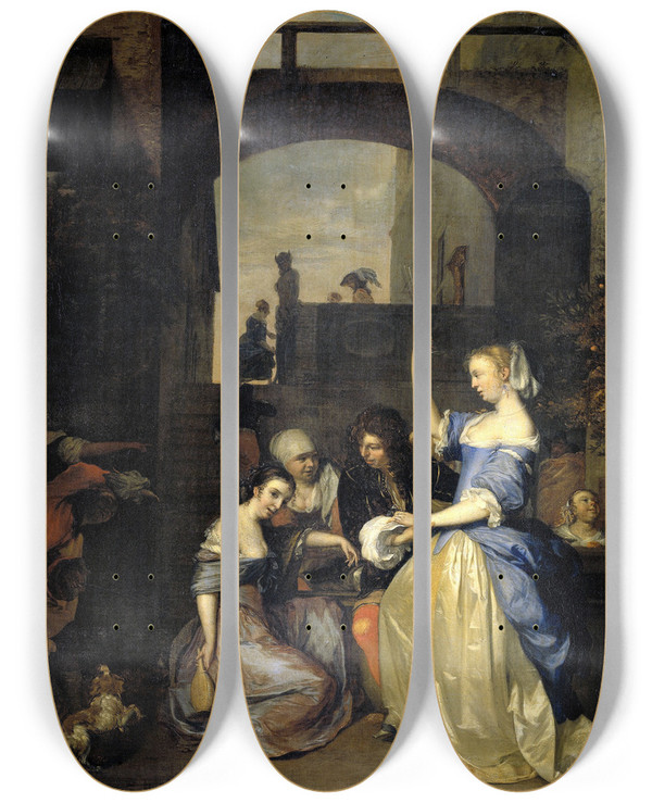 Triptych art skateboard deck of Barend Graat The Prodigal Son by Barend Graat (1628-1709)