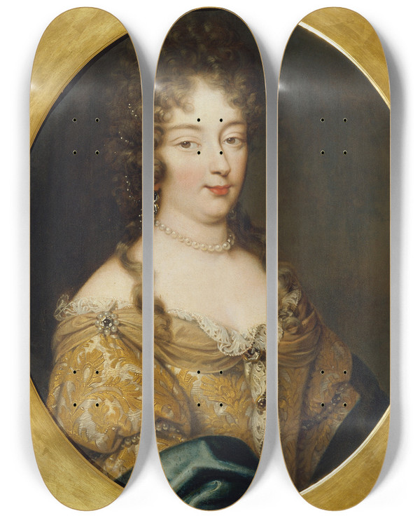 Triptych art skateboard deck of Pierre Mignard Olympia Mancini 16391708 by Pierre Mignard (1612-1695)
