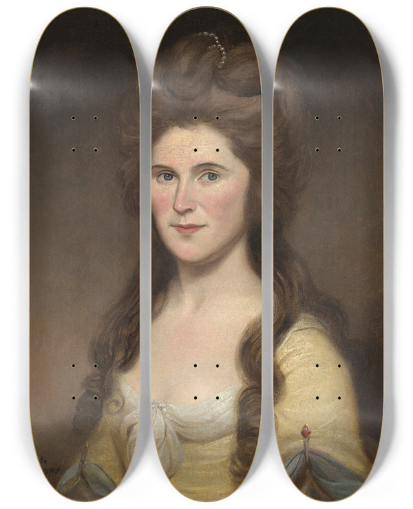 Triptych art skateboard deck of Charles Willson Peale Rebecca Bryan White Mrs John White by Charles Willson Peale (1741-1827)