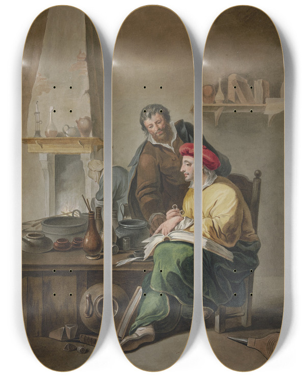 Triptych art skateboard deck of French School The Alchimists by French School (16-19-)