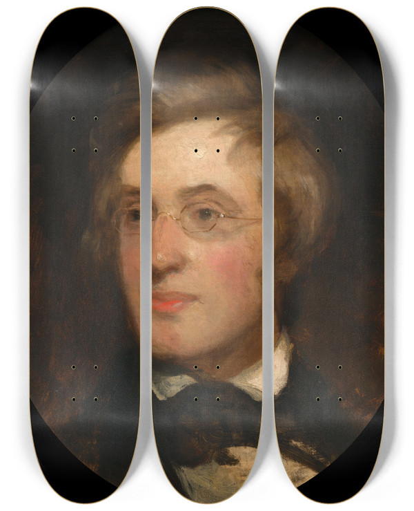 Triptych art skateboard deck of Henry Inman Daniel Huntington by Henry Inman (1801-1846)