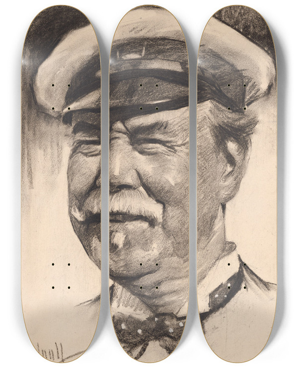 Triptych art skateboard deck of Samuel Johnson Woolf Sir Thomas Lipton by Samuel Johnson Woolf (1880-1948)