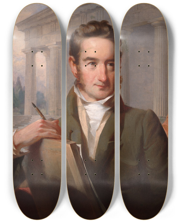 Triptych art skateboard deck of John Neagle William Strickland by John Neagle (1796-1865)