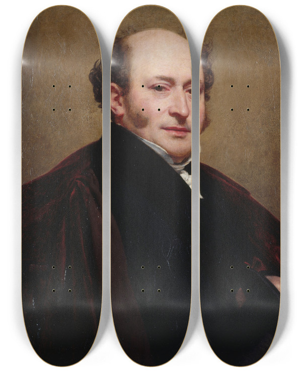 Triptych art skateboard deck of Jeanpierre Granger Autoportrait by Jean Pierre Granger (1779-1840)