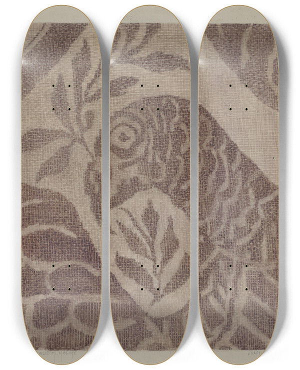 Triptych art skateboard deck of Maud M Holme Handwoven Coverlet_2 by Maud M Holme