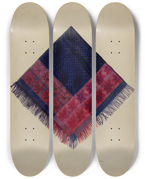 Triptych art skateboard deck of Angelo Bulone Brocade Kerchief by Angelo Bulone
