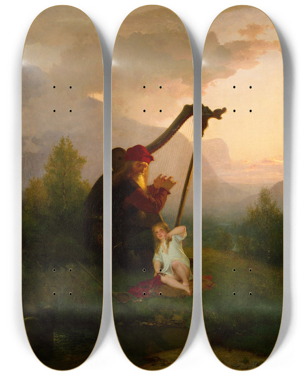 Triptych art skateboard deck of August Malmstrm King Heimer And Aslg by August Malmstrom (1829-1901)