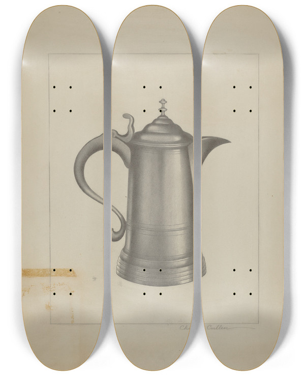 Triptych art skateboard deck of Charles Cullen Pewter Flagon_1 by Charles Cullen (20-)