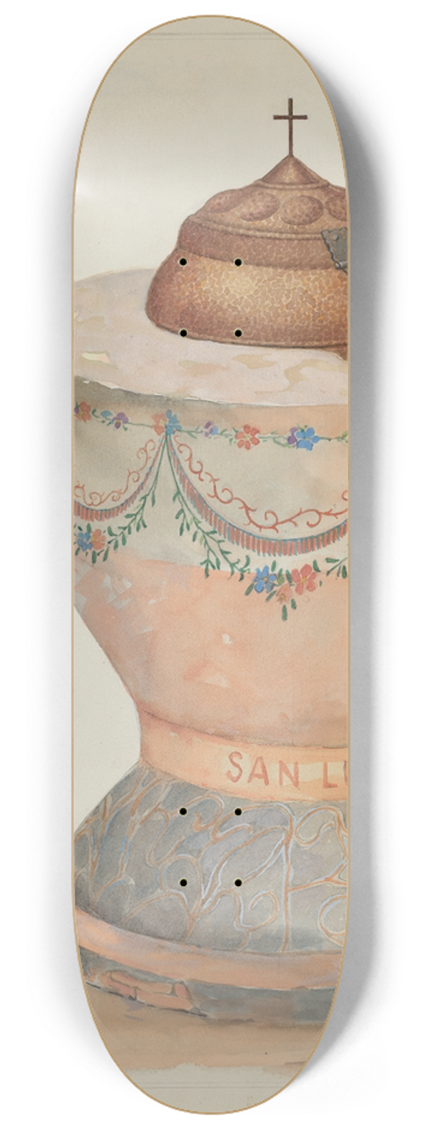 Howard H. Sherman - Baptismal Font at San Luis Rey Mission Church 8.25 inch art skate deck