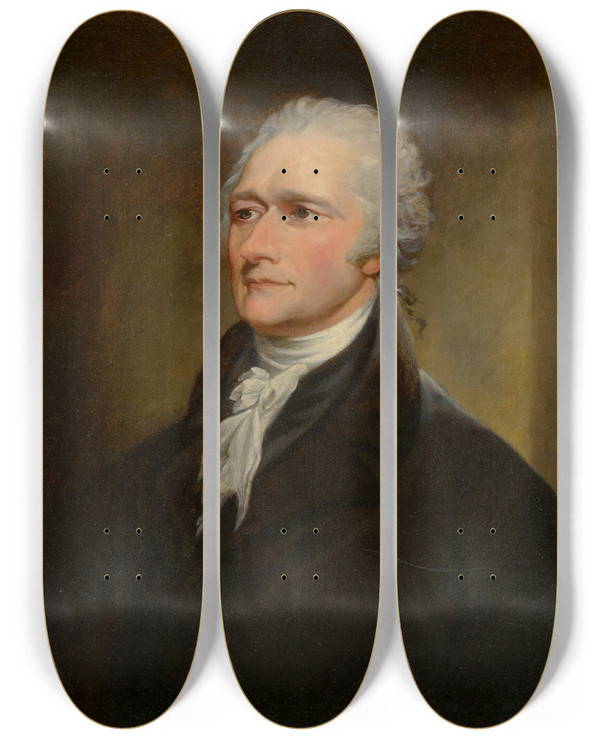 Triptych art skateboard deck of George Howorth Alexander Hamilton by George Howorth (1791-1864)