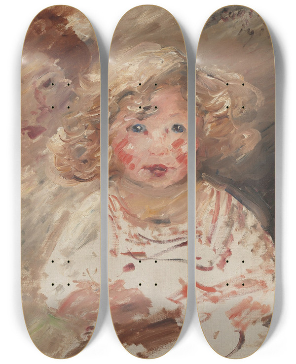 Triptych art skateboard deck of Lovis Corinth Erika by Lovis Corinth (1858-1925)