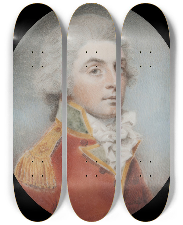 Triptych art skateboard deck of Charles Shirreff An Officer In Army Uniform by Charles Shirreff