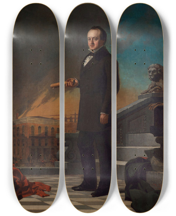 Triptych art skateboard deck of Thomas Hicks James A Van Dyke by Thomas Hicks (1823-1890)