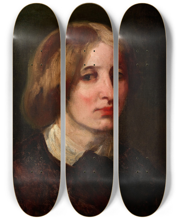 Triptych art skateboard deck of Piotr Michaowski Portrait Of Jzefa Ostrowska by Piotr Michalowski (1800-1855)