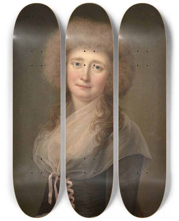 Triptych art skateboard deck of Adolf Ulrik Wertmller Portrait De Madame Whittforth Ne Jane Barton by Adolf Ulrik Wertmuller (1751-1811)