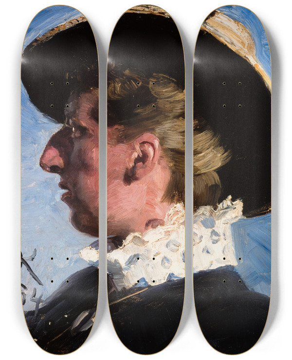 Triptych art skateboard deck of Peder Severin Kryer Anna Palm by Peder Severin Kroyer (1851-1909)
