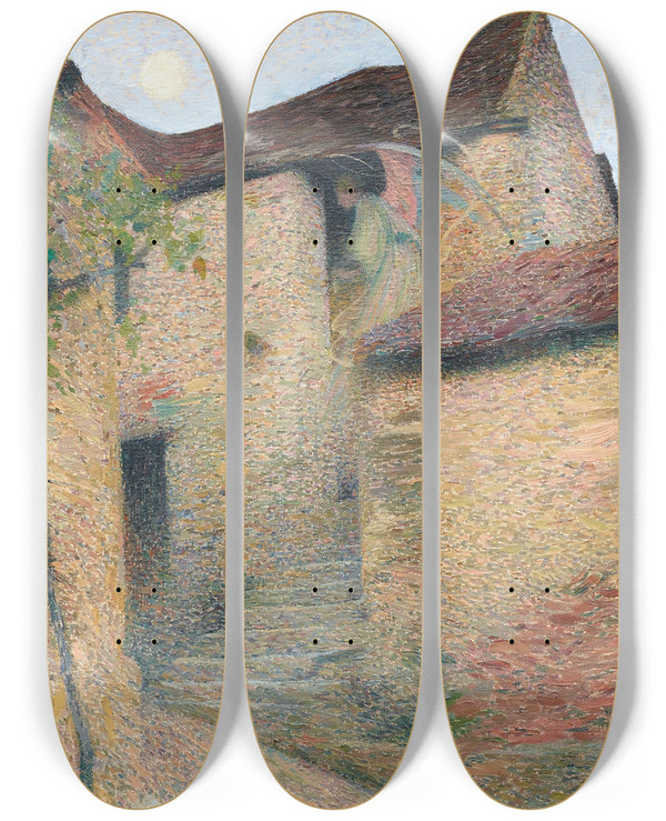Triptych art skateboard deck of Henri Martin Charit by Henri Martin (1860-1943)