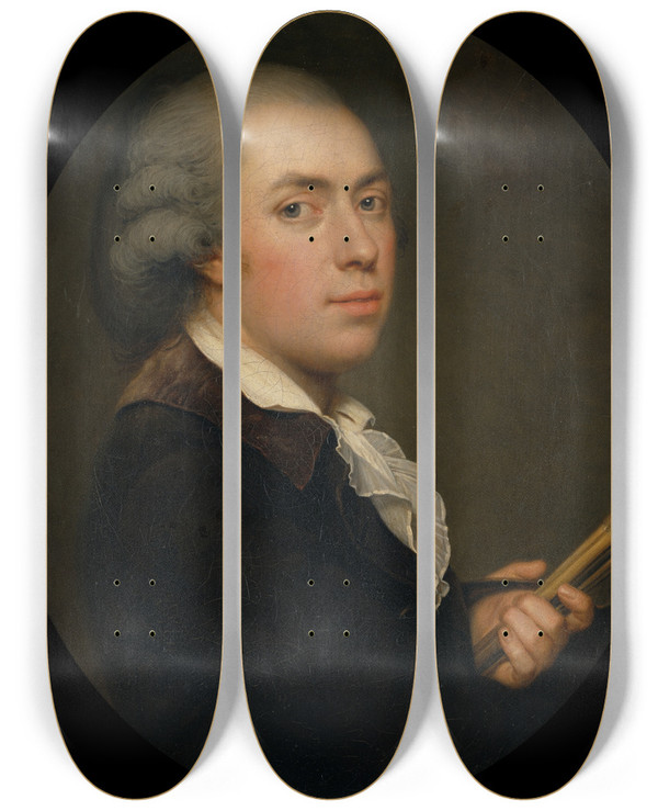 Triptych art skateboard deck of Adolf Ulrik Wertmller Selfportrait by Adolf Ulrik Wertmuller (1751-1811)