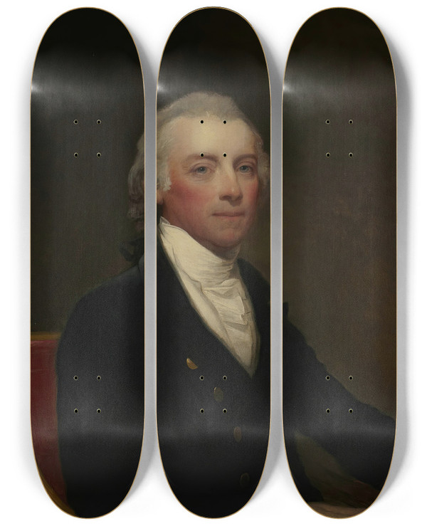 Triptych art skateboard deck of Gilbert Stuart James Barry by Gilbert Stuart (1755-1828)