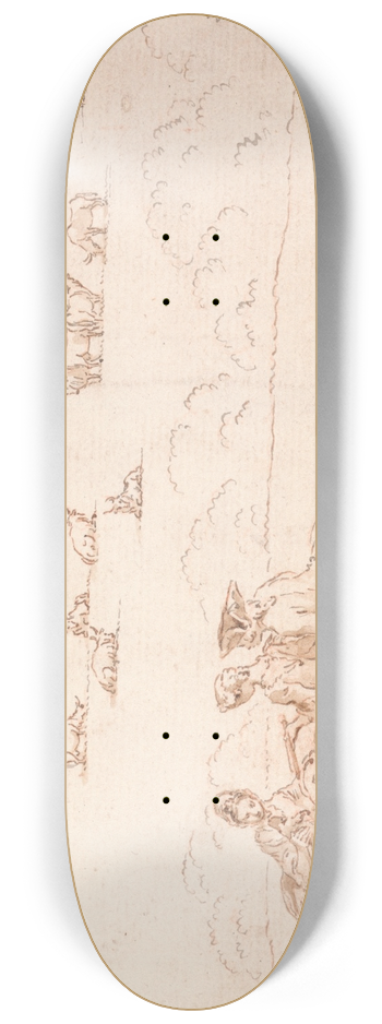 Hubert-Franois Gravelot - A Picnic; Two Ladies and a Gentleman 8.25 inch art skate deck