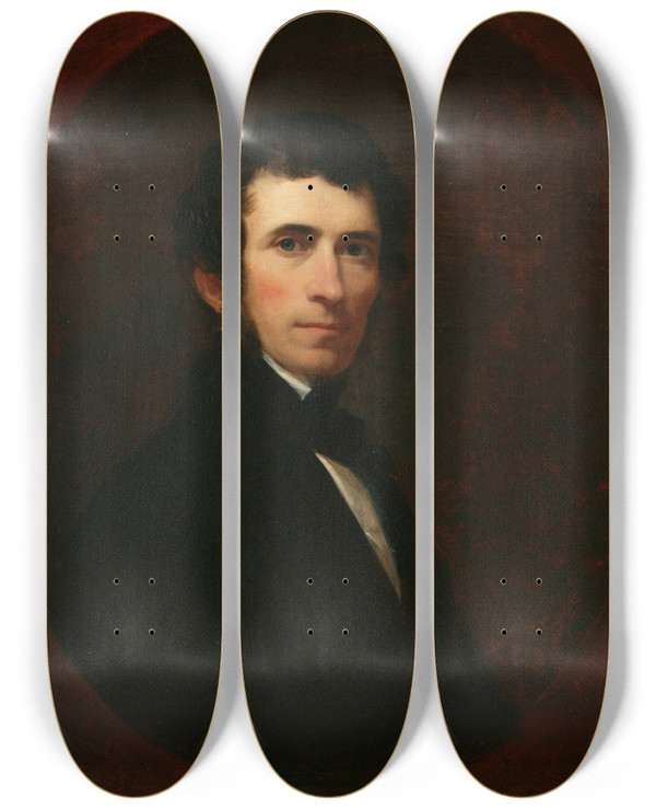Triptych art skateboard deck of Asher Brown Durand Selfportrait by Asher Brown Durand (1796-1886)